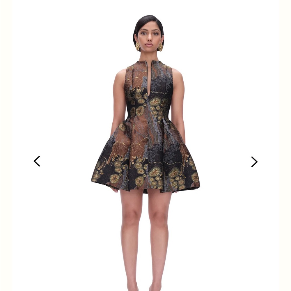 Andrea Iyamah VENTI HIGH NECK MINI JACQUARD DRESS
